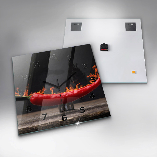 Wanduhr modern quadratisch Peperoni-Schote