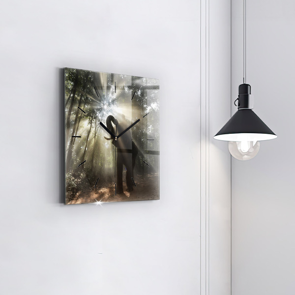 Wanduhr quadratisch Elefant im Dschungel