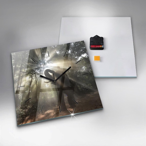 Wanduhr quadratisch Elefant im Dschungel