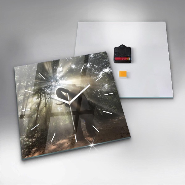 Wanduhr quadratisch Elefant im Dschungel