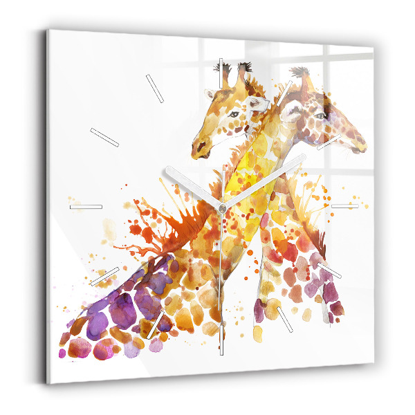 Wanduhr modern quadratisch Giraffe Aquarell