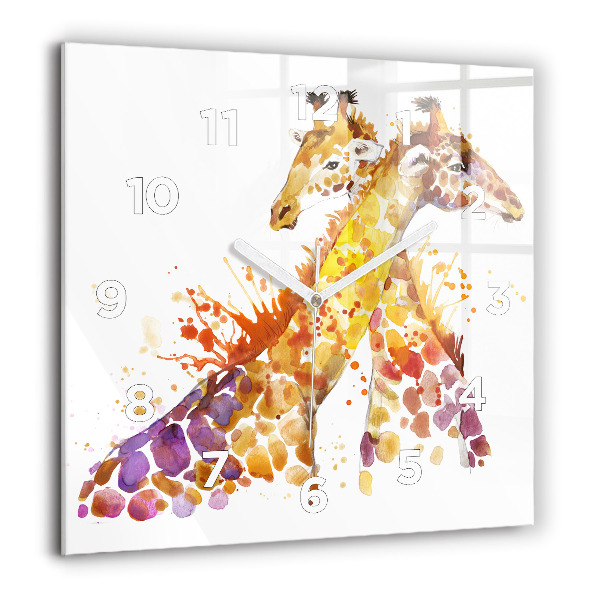 Wanduhr modern quadratisch Giraffe Aquarell