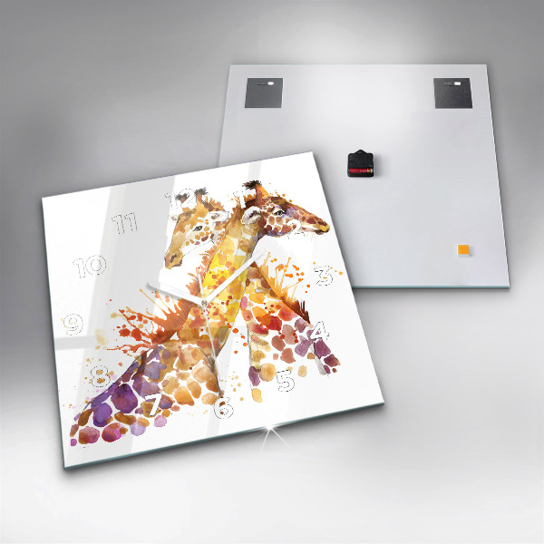Wanduhr modern quadratisch Giraffe Aquarell