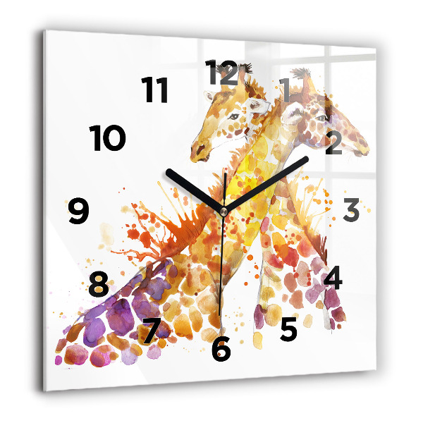 Wanduhr modern quadratisch Giraffe Aquarell