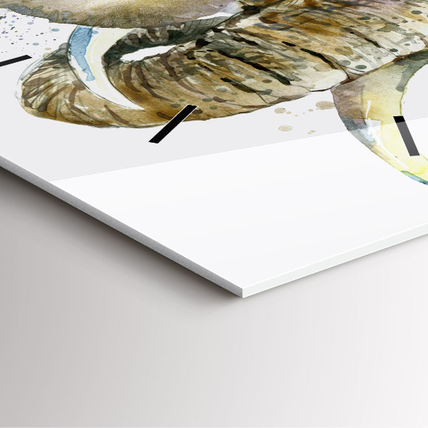 Wanduhr quadratisch mit motiv Gemalte Tiere Elefant