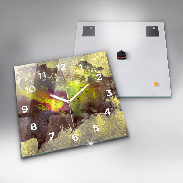 Wanduhr modern quadratisch Frau im Wald