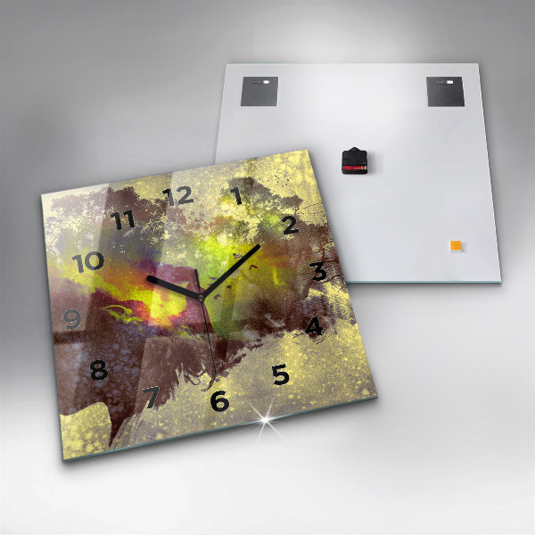 Wanduhr modern quadratisch Frau im Wald