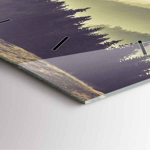 Wanduhr modern quadratisch Neblige Berghänge