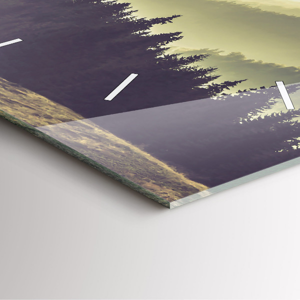 Wanduhr modern quadratisch Neblige Berghänge