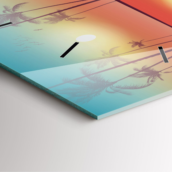 Wanduhr quadratisch Tropische Palmen