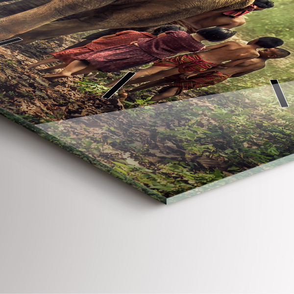 Wanduhr quadratisch Kinder führen einen Elefanten