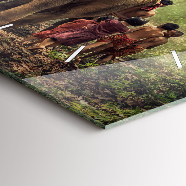 Wanduhr quadratisch Kinder führen einen Elefanten