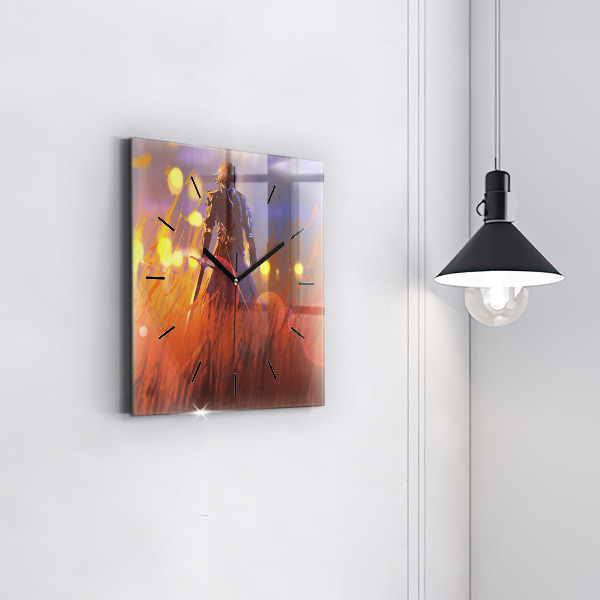 Wanduhr quadratisch Ritter mit Schwert