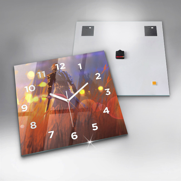 Wanduhr quadratisch Ritter mit Schwert
