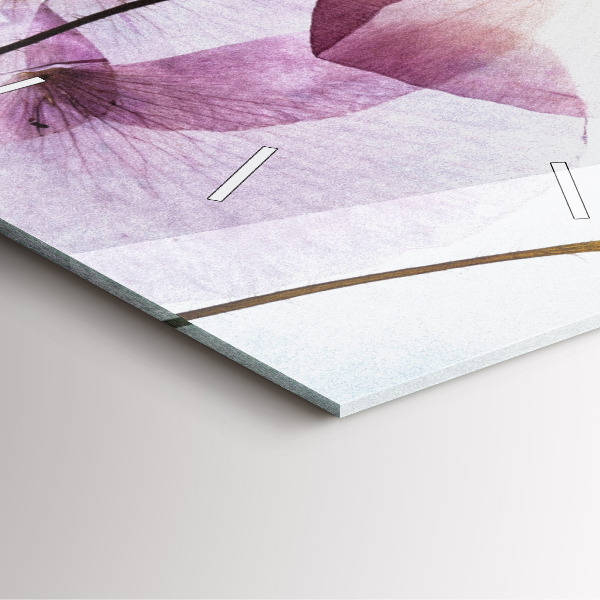 Wanduhr modern quadratisch Trockene Mohnblumen