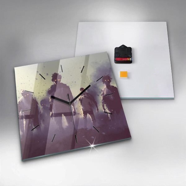 Wanduhr modern quadratisch Zombie bei Nacht - Halloween
