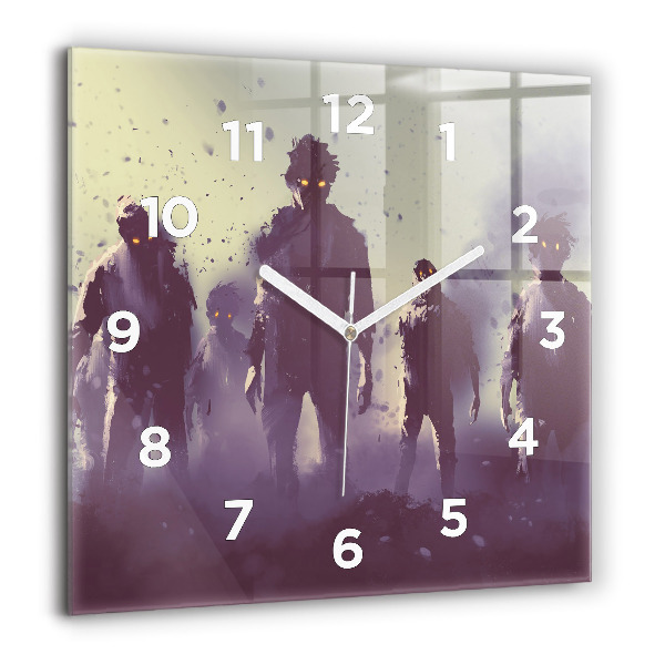 Wanduhr modern quadratisch Zombie bei Nacht - Halloween