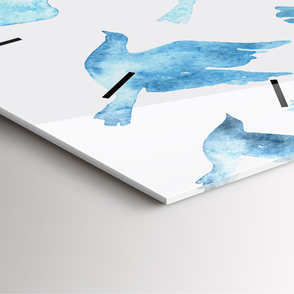 Wanduhr modern quadratisch Fliegende blaue Vögel