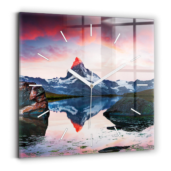 Wanduhr quadratisch mit motiv Stellisee Matterhorn