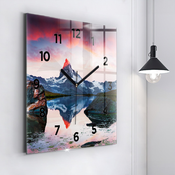 Wanduhr quadratisch mit motiv Stellisee Matterhorn