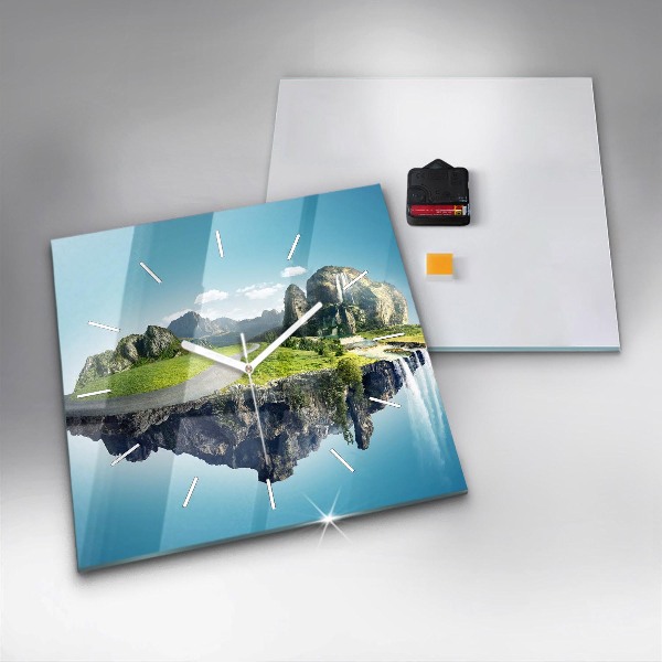 Wanduhr modern quadratisch Fliegende Insel