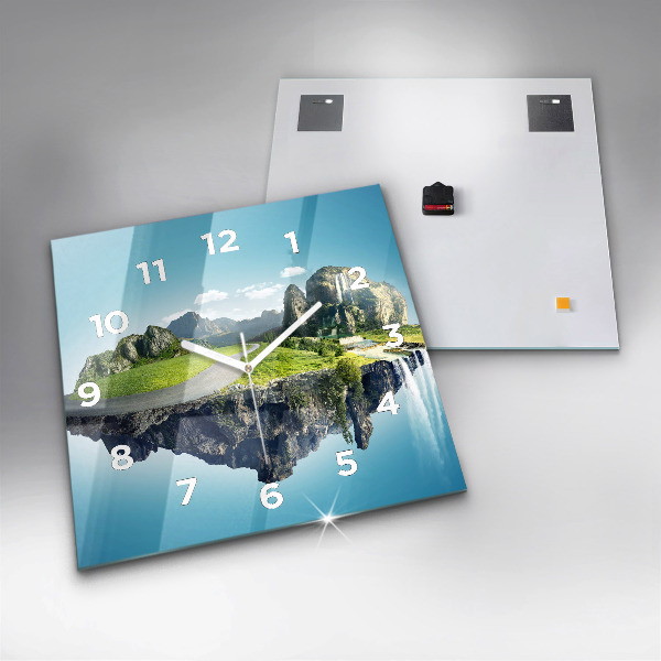 Wanduhr modern quadratisch Fliegende Insel