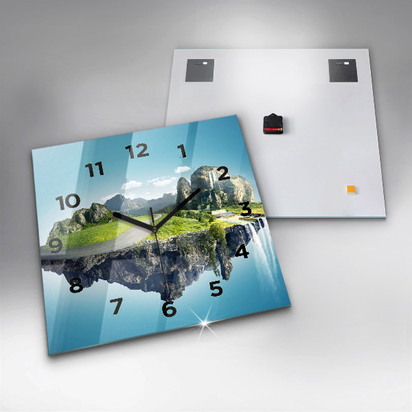 Wanduhr modern quadratisch Fliegende Insel