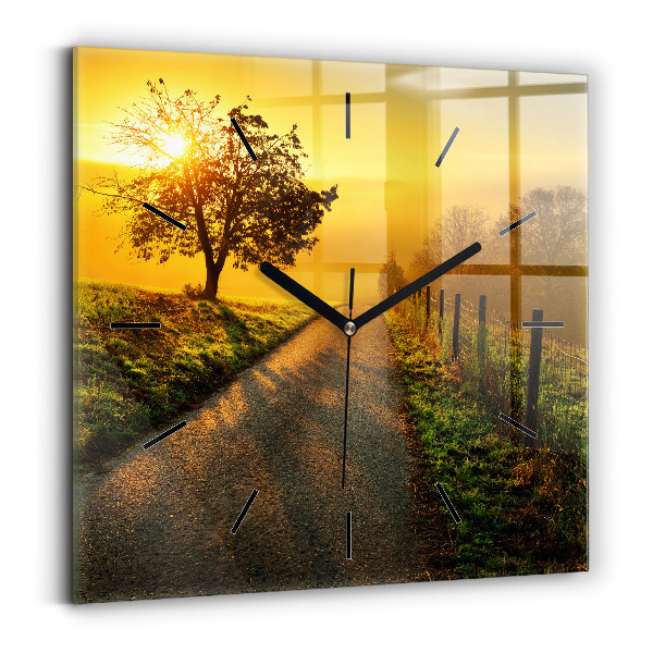 Wanduhr quadratisch mit motiv Nebel bei Sonnenaufgang