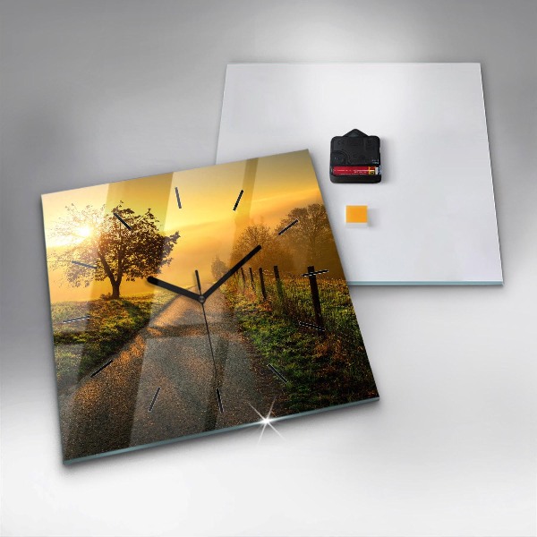 Wanduhr quadratisch mit motiv Nebel bei Sonnenaufgang