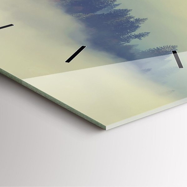 Wanduhr quadratisch Nebliger Wald Adler