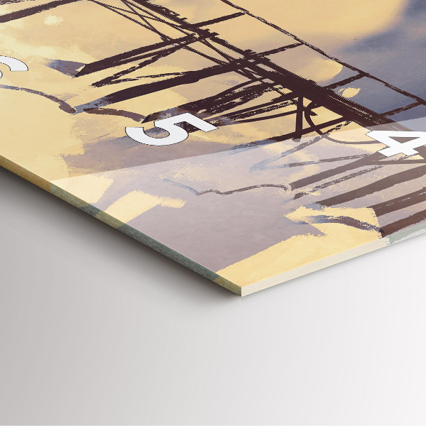 Wanduhr quadratisch Mann auf einer alten Brücke