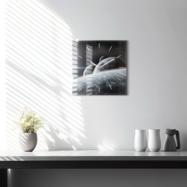 Wanduhr quadratisch mit motiv Kosmos Planeten