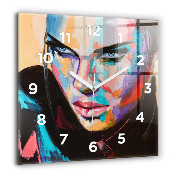 Wanduhr modern quadratisch Porträt einer Frau