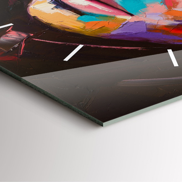 Wanduhr modern quadratisch Porträt einer Frau