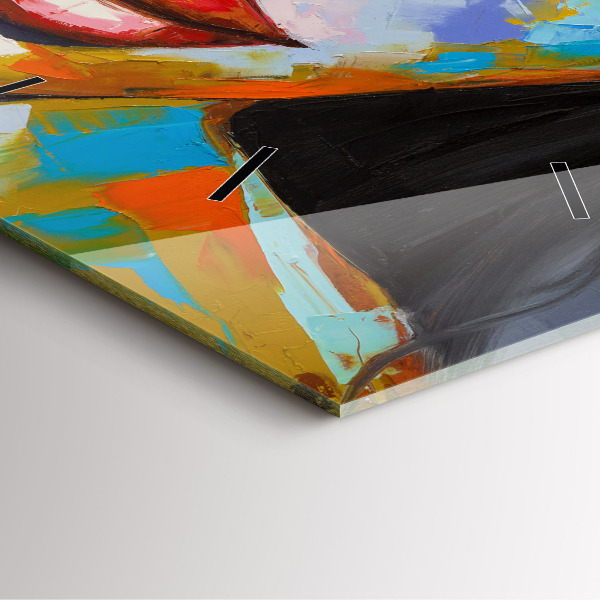 Wanduhr quadratisch Farbiges Gesicht einer Frau