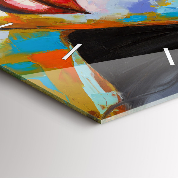 Wanduhr quadratisch Farbiges Gesicht einer Frau