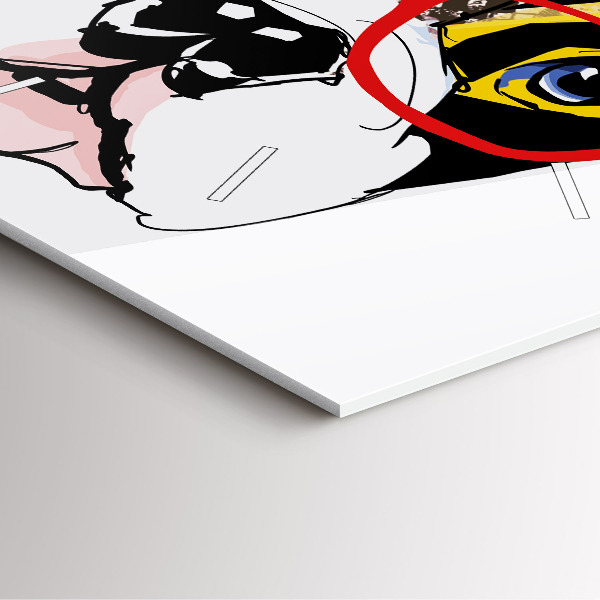 Wanduhr quadratisch Französische Bulldogge mit Brille