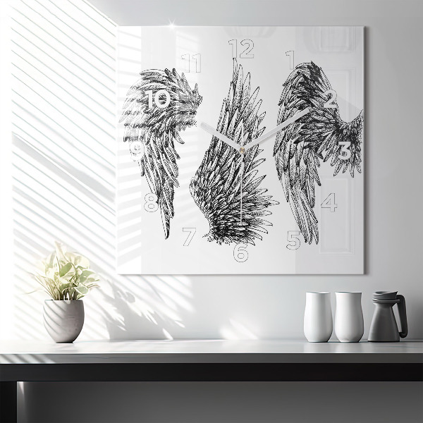 Wanduhr quadratisch Flügel eines Engels