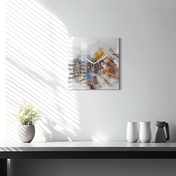 Wanduhr quadratisch mit motiv Gitarre