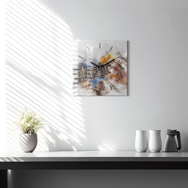 Wanduhr quadratisch mit motiv Gitarre