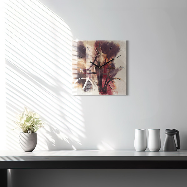 Wanduhr modern quadratisch Frau und Fahrrad