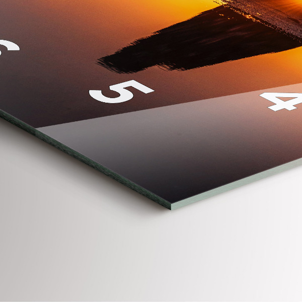 Wanduhr modern quadratisch Läufer und Sonnenuntergang