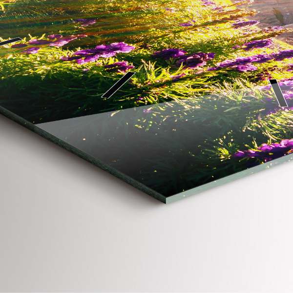 Wanduhr quadratisch Lavendelwiese