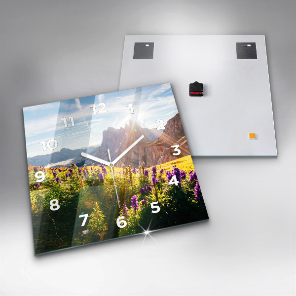 Wanduhr quadratisch Lavendelwiese