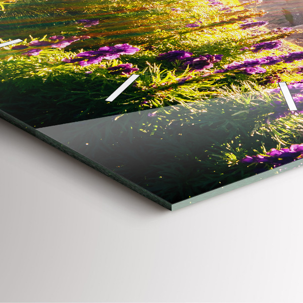 Wanduhr quadratisch Lavendelwiese