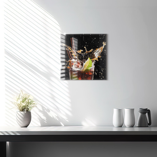 Wanduhr quadratisch Getränk auf dem Eis