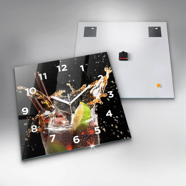 Wanduhr quadratisch Getränk auf dem Eis