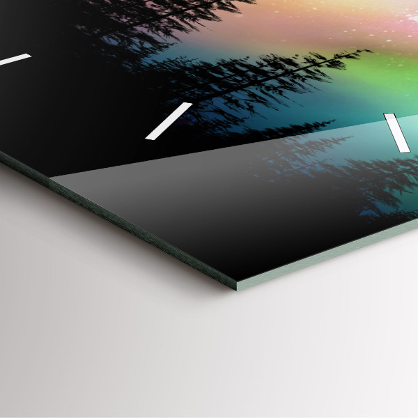 Wanduhr modern quadratisch Aurora Borealis