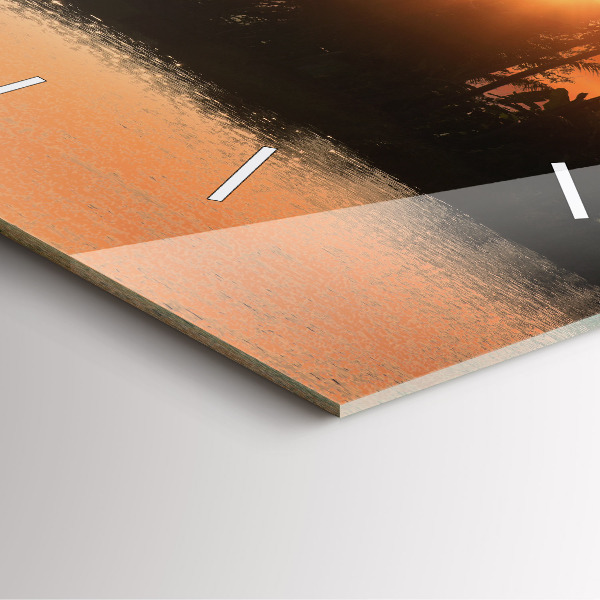 Wanduhr quadratisch mit motiv Sonnenuntergang Palmen Urlaub