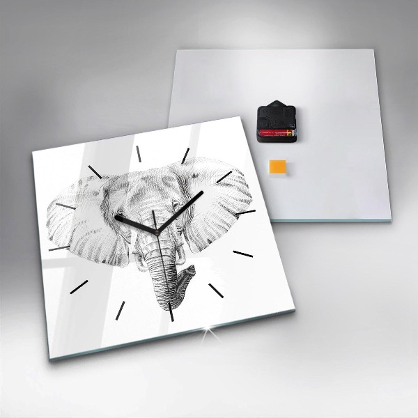 Wanduhr quadratisch mit motiv Vektor Elefantenkopf